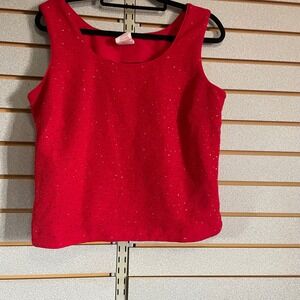 Sparkly Red Sleeveless Tank Top Blouse Sequin Embellished Party Occasion XL 16